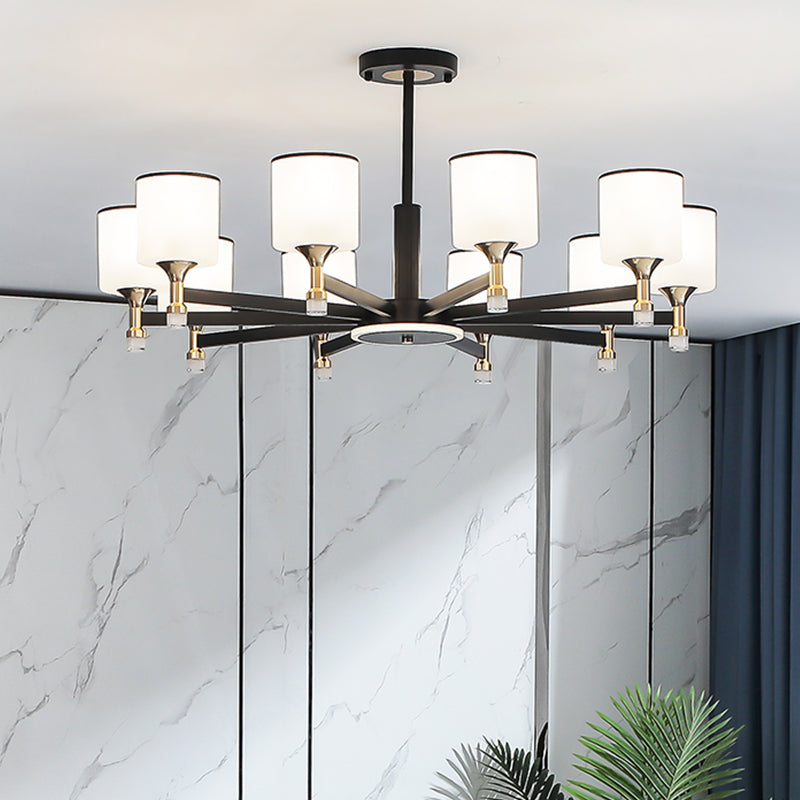 Modern Black Chandelier Metal Multi Light Chandelier Pendant with Glass for Living Room