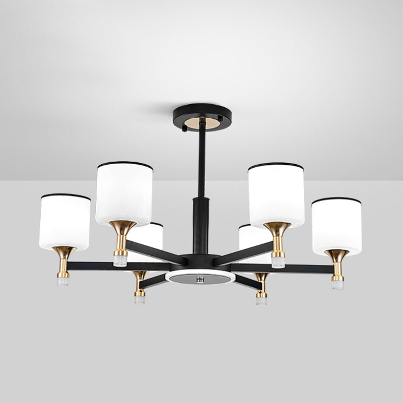 Modern Black Chandelier Metal Multi Light Chandelier Pendant with Glass for Living Room