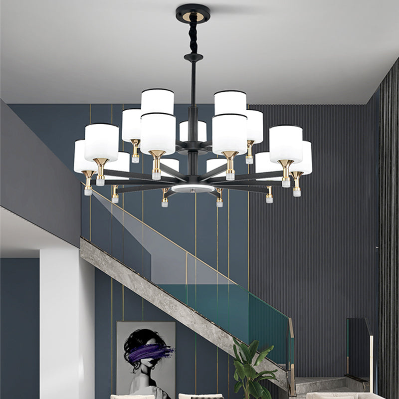 Modern Black Chandelier Metal Multi Light Chandelier Pendant with Glass for Living Room
