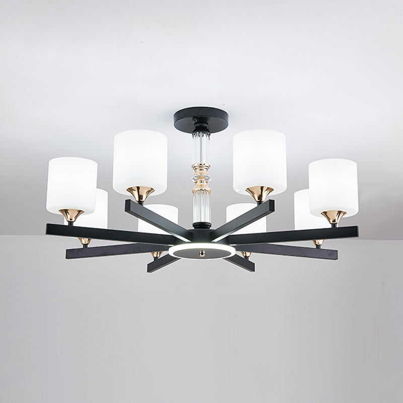 Modern Black Chandelier Metal Multi Light Chandelier Pendant with Glass for Living Room