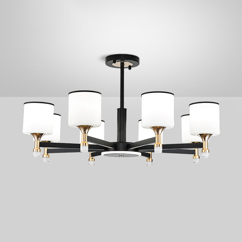 Modern Black Chandelier Metal Multi Light Chandelier Pendant with Glass for Living Room