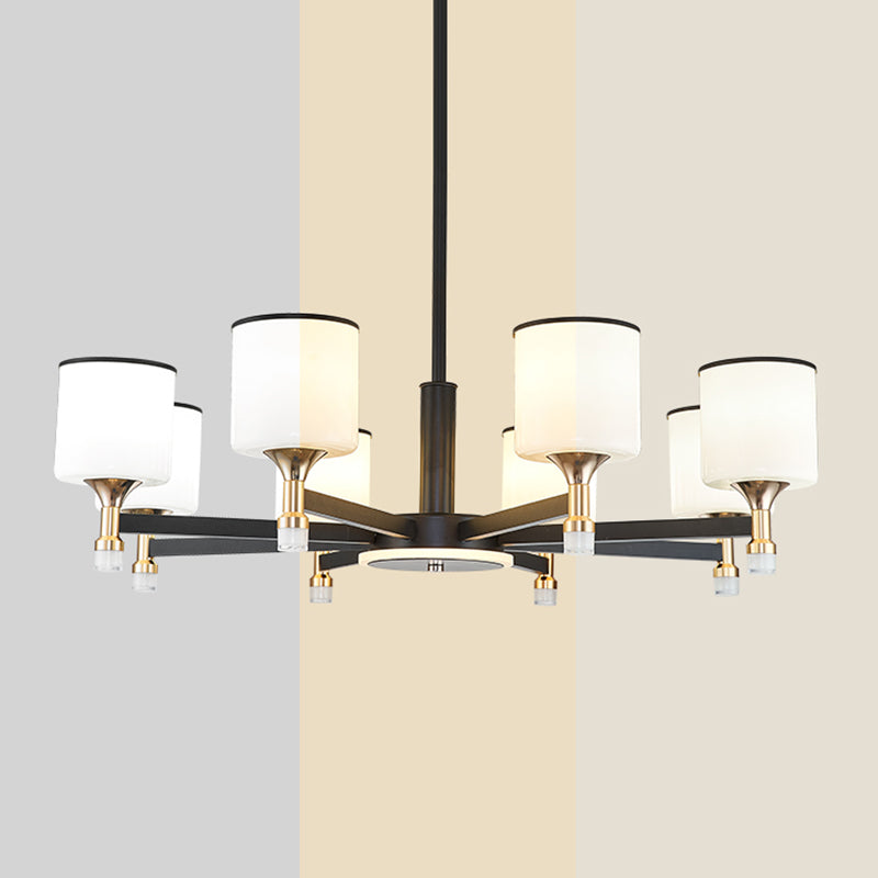 Modern Black Chandelier Metal Multi Light Chandelier Pendant with Glass for Living Room