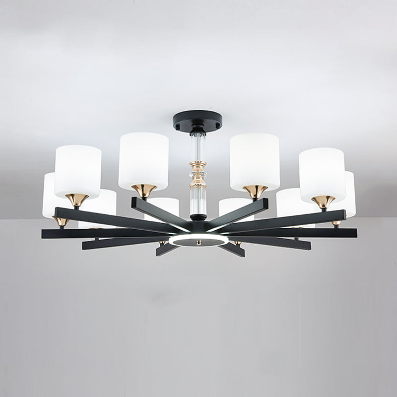 Modern Black Chandelier Metal Multi Light Chandelier Pendant with Glass for Living Room