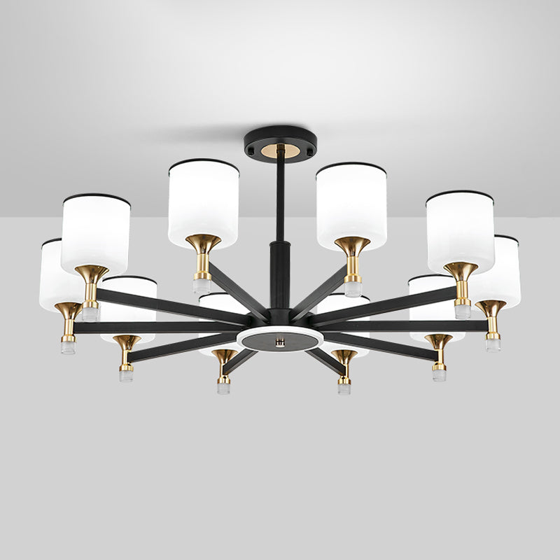 Modern Black Chandelier Metal Multi Light Chandelier Pendant with Glass for Living Room