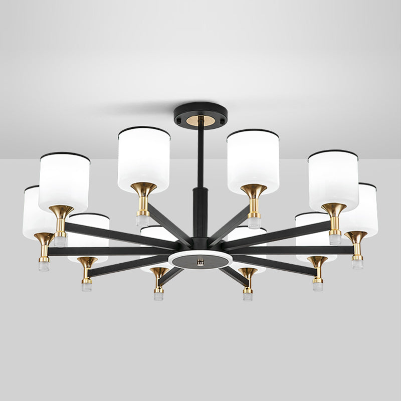 Modern Black Chandelier Metal Multi Light Chandelier Pendant with Glass for Living Room