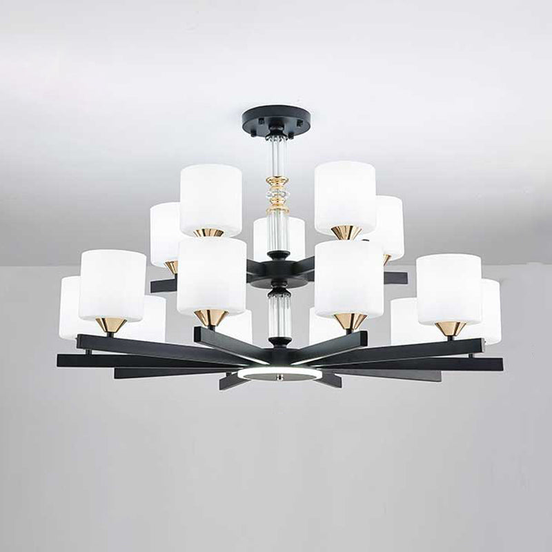 Modern Black Chandelier Metal Multi Light Chandelier Pendant with Glass for Living Room
