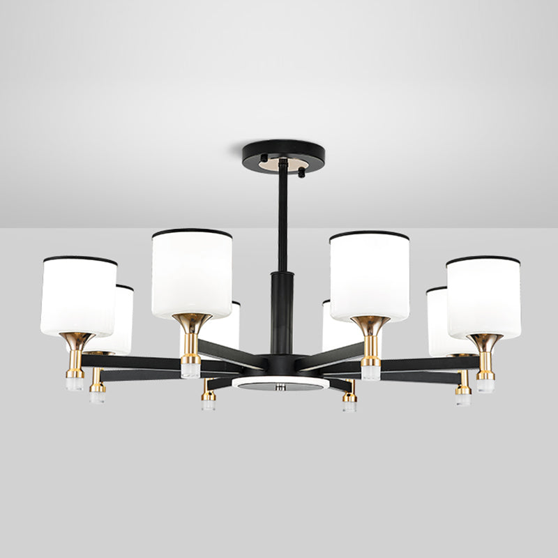 Modern Black Chandelier Metal Multi Light Chandelier Pendant with Glass for Living Room