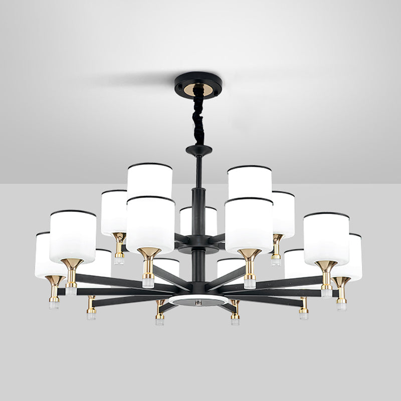 Modern Black Chandelier Metal Multi Light Chandelier Pendant with Glass for Living Room