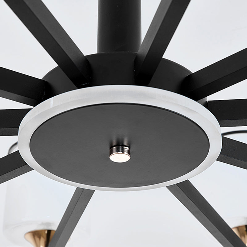 Modern Black Chandelier Metal Multi Light Chandelier Pendant with Glass for Living Room