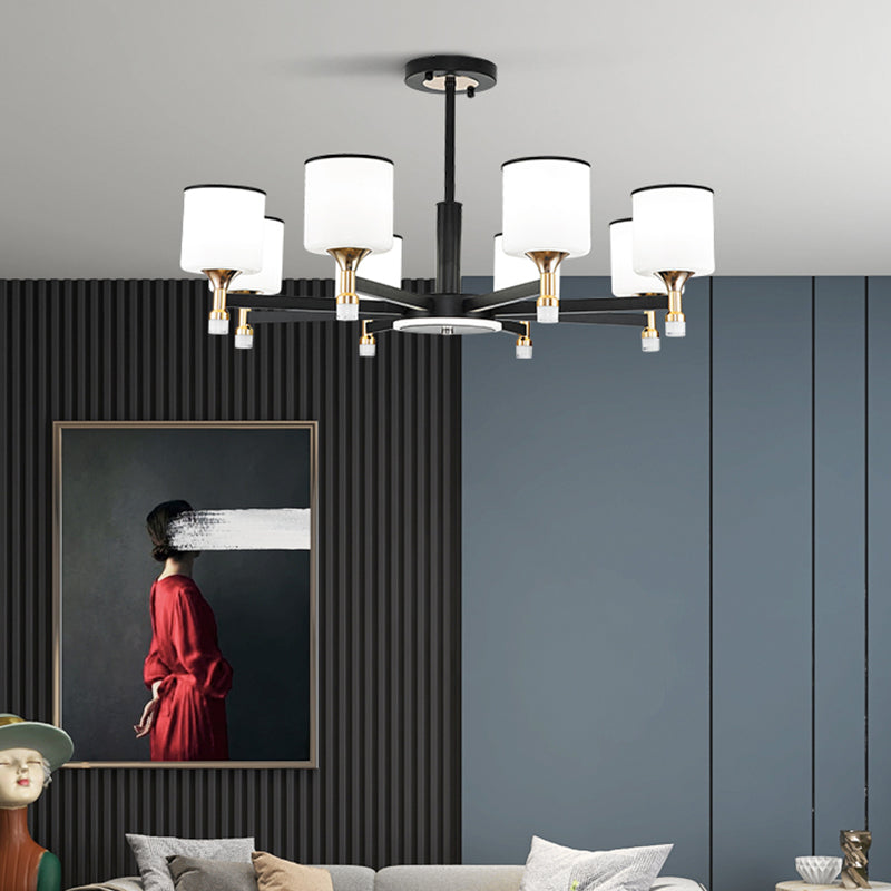 Modern Black Chandelier Metal Multi Light Chandelier Pendant with Glass for Living Room
