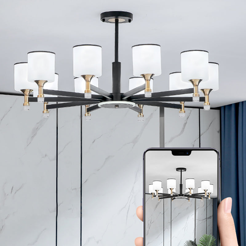 Modern Black Chandelier Metal Multi Light Chandelier Pendant with Glass for Living Room