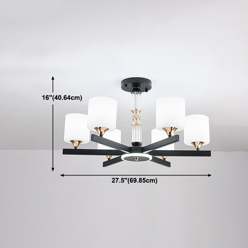 Modern Black Chandelier Metal Multi Light Chandelier Pendant with Glass for Living Room