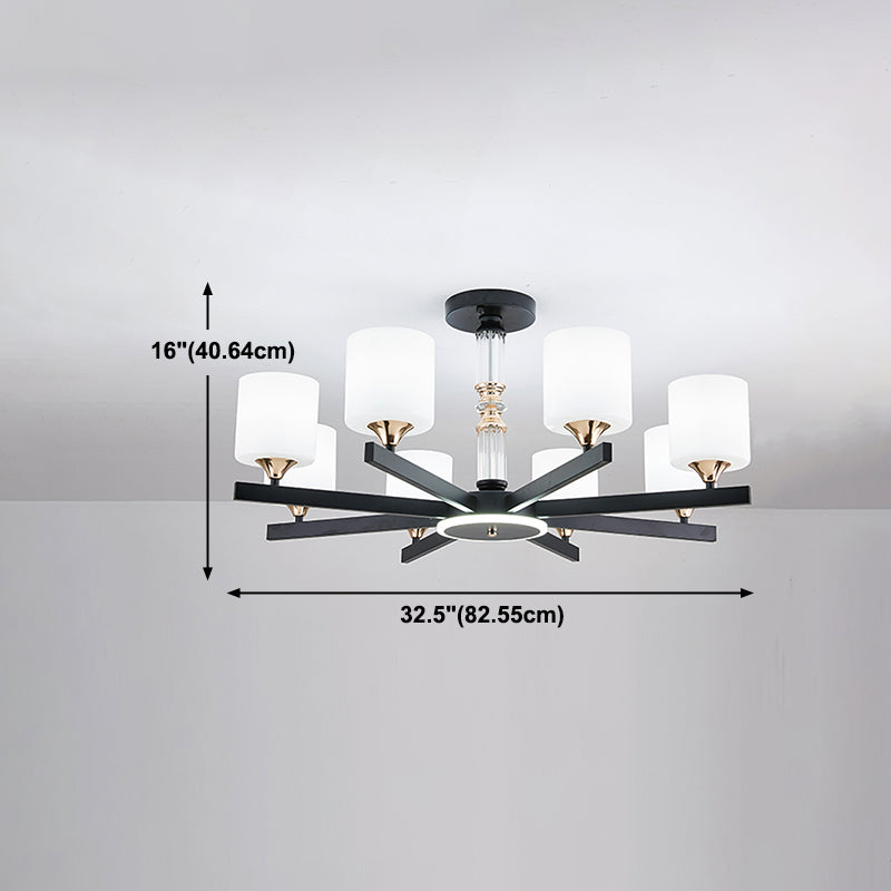Modern Black Chandelier Metal Multi Light Chandelier Pendant with Glass for Living Room