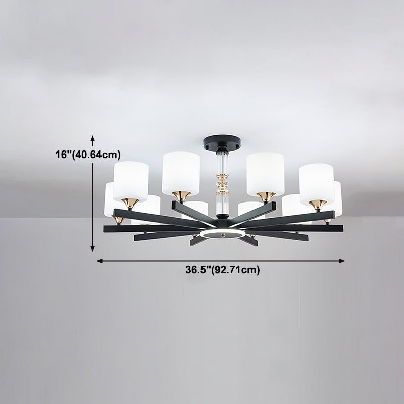 Modern Black Chandelier Metal Multi Light Chandelier Pendant with Glass for Living Room