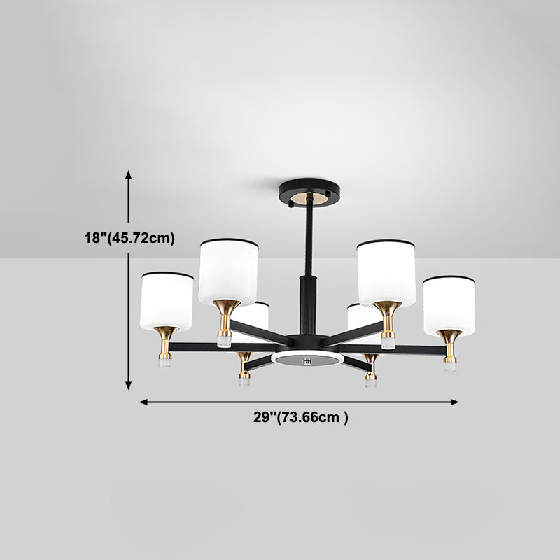 Modern Black Chandelier Metal Multi Light Chandelier Pendant with Glass for Living Room
