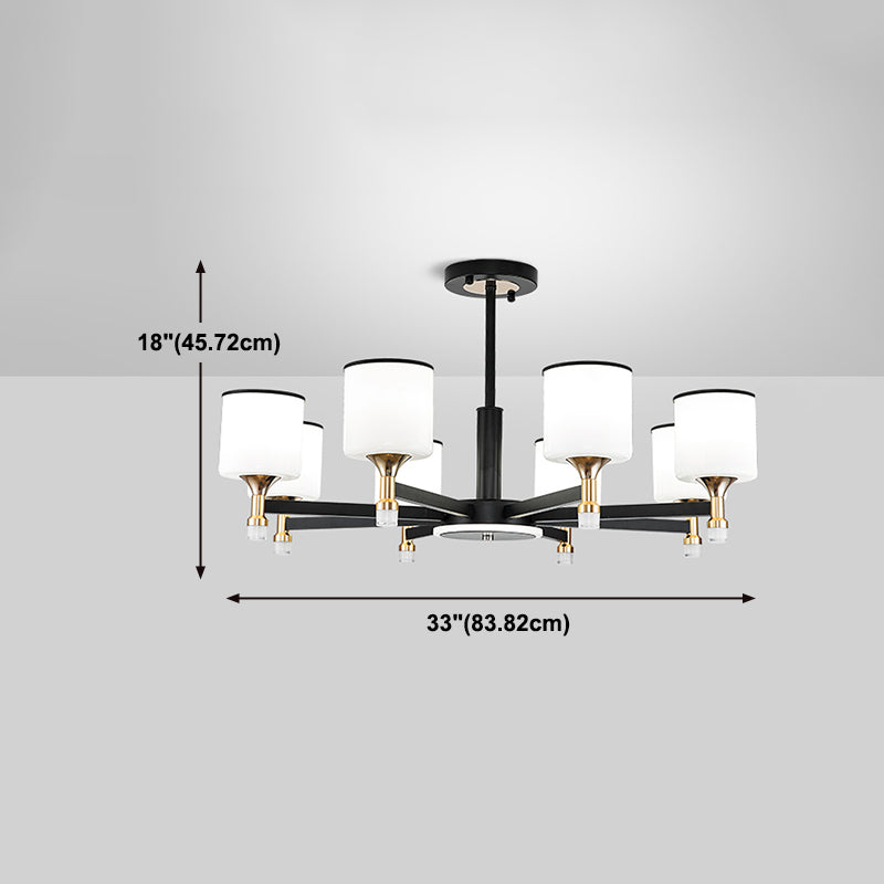 Modern Black Chandelier Metal Multi Light Chandelier Pendant with Glass for Living Room