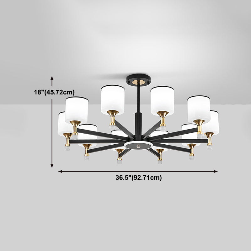 Modern Black Chandelier Metal Multi Light Chandelier Pendant with Glass for Living Room