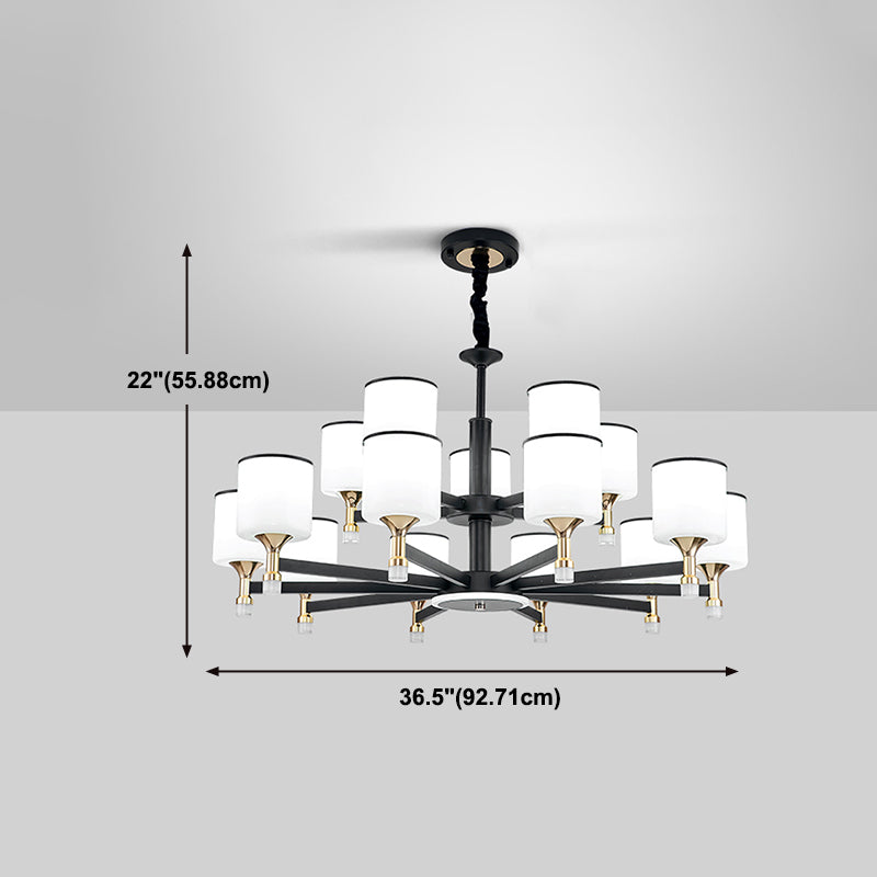 Modern Black Chandelier Metal Multi Light Chandelier Pendant with Glass for Living Room