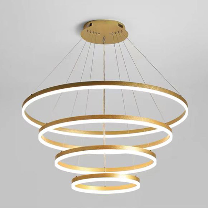Rings Ceiling Pendant Light Modern Style LED Metal Hanging Chandelier