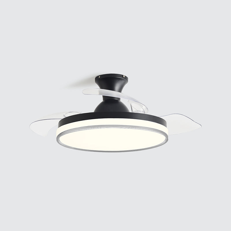 Circular Bedroom Ceiling Fan Light Frequency Conversion Nordic Style LED Semi Flush Mount