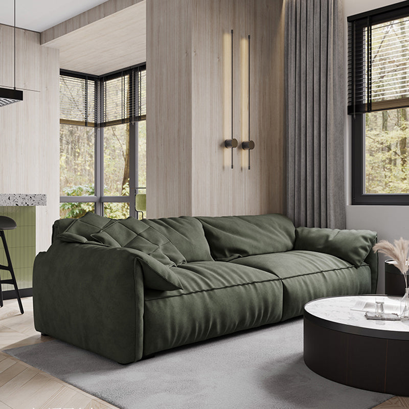Forest Green Modern Sofa 39"W with Tight Back Wide Square Arm