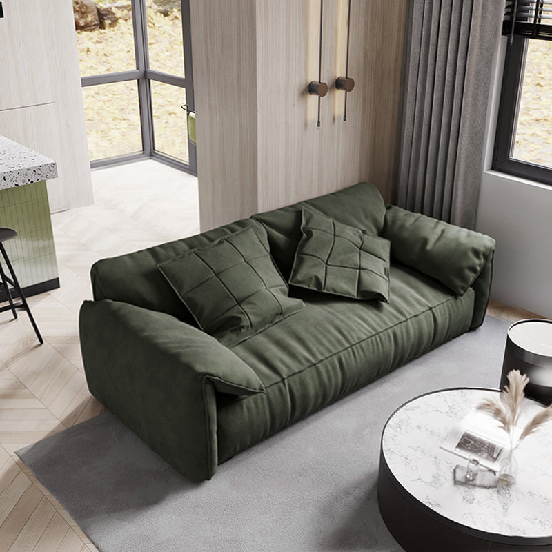 Forest Green Modern Sofa 39"W with Tight Back Wide Square Arm