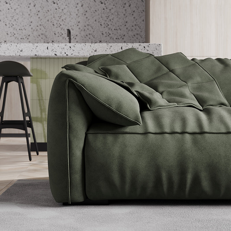 Forest Green Modern Sofa 39"W with Tight Back Wide Square Arm
