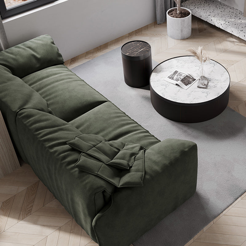 Forest Green Modern Sofa 39"W with Tight Back Wide Square Arm