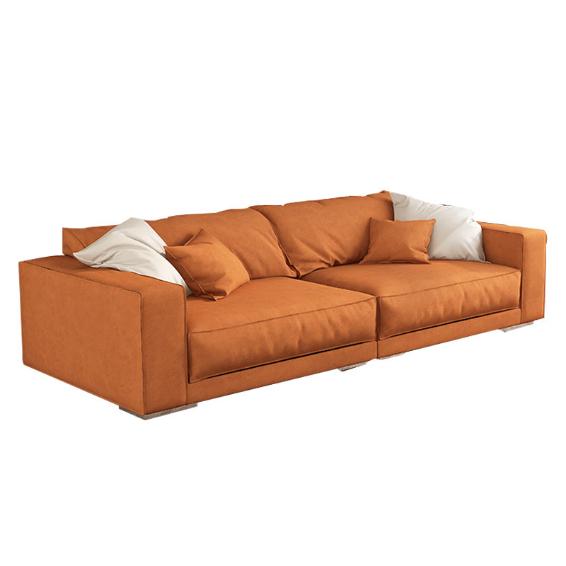 Modern Faux Leather Custom Sofa 39.3"W Loose Back Sofa with Square Arm