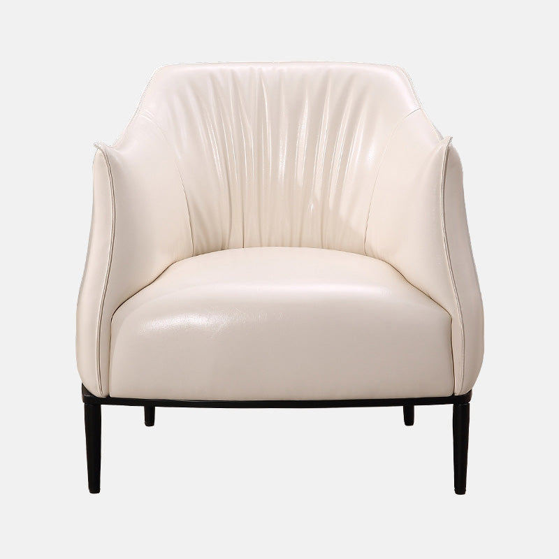 31"Wide Modern Faux Leather Sloped Arms Barrel Chair with Basic Four Legs