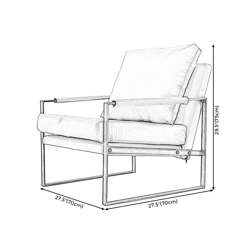 Square Arms 27" Wide Sled Based Faux Leather Arm Chair with Pillow Back