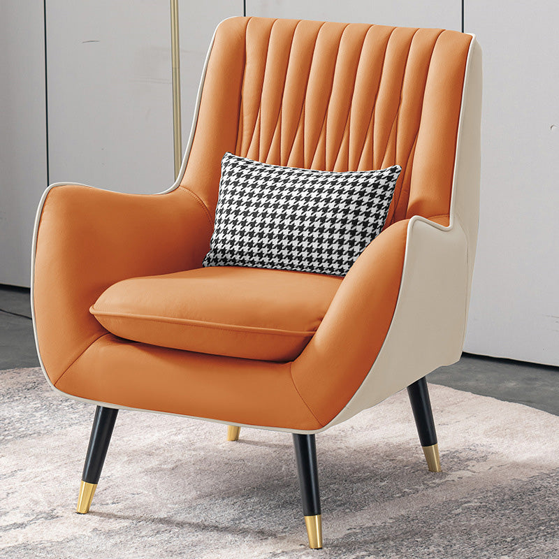 Modern Faux Leather 31.5"Wide Armchair with Basic Four Legs for Bedroom
