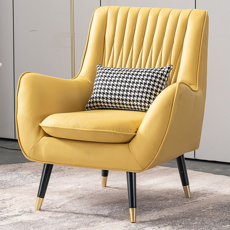 Modern Faux Leather 31.5"Wide Armchair with Basic Four Legs for Bedroom
