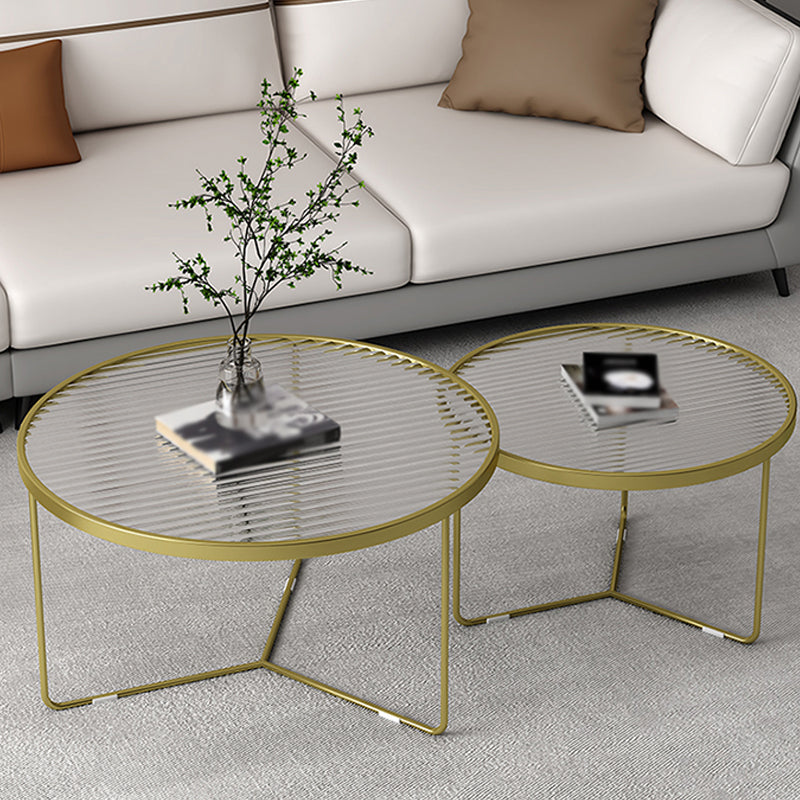 Trestle 2 Nesting Coffee Table Modern Tempered Glass 18'' Coffee Table Set