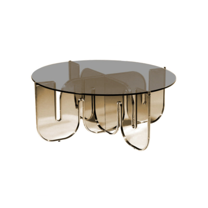 Runder Couchtisch mit abstraktem Sockel aus Acrylmaterial und mehreren Farbauswahlmöglichkeiten