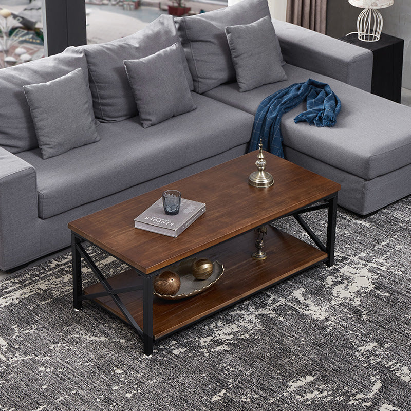 Rectangular Frame Cocktail Table Contemporary Coffee Table with Storage