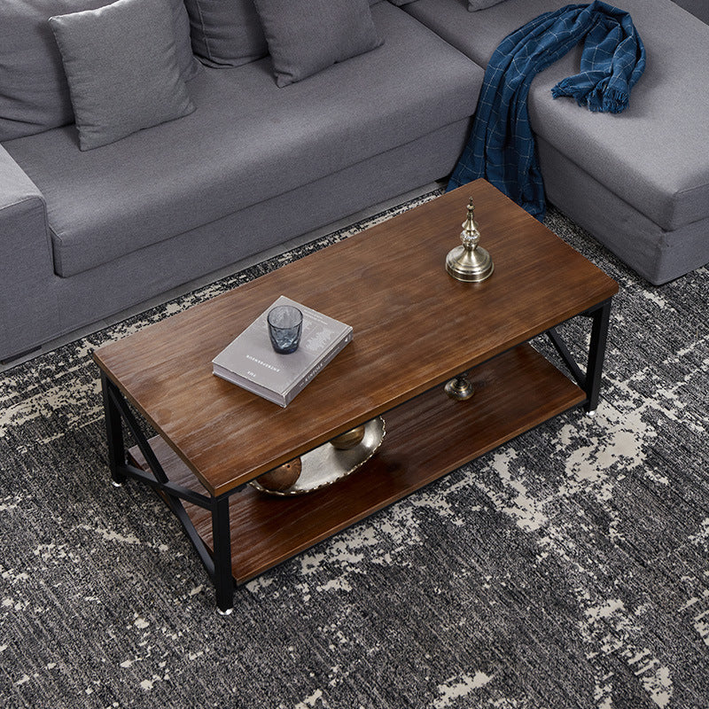 Rectangular Frame Cocktail Table Contemporary Coffee Table with Storage