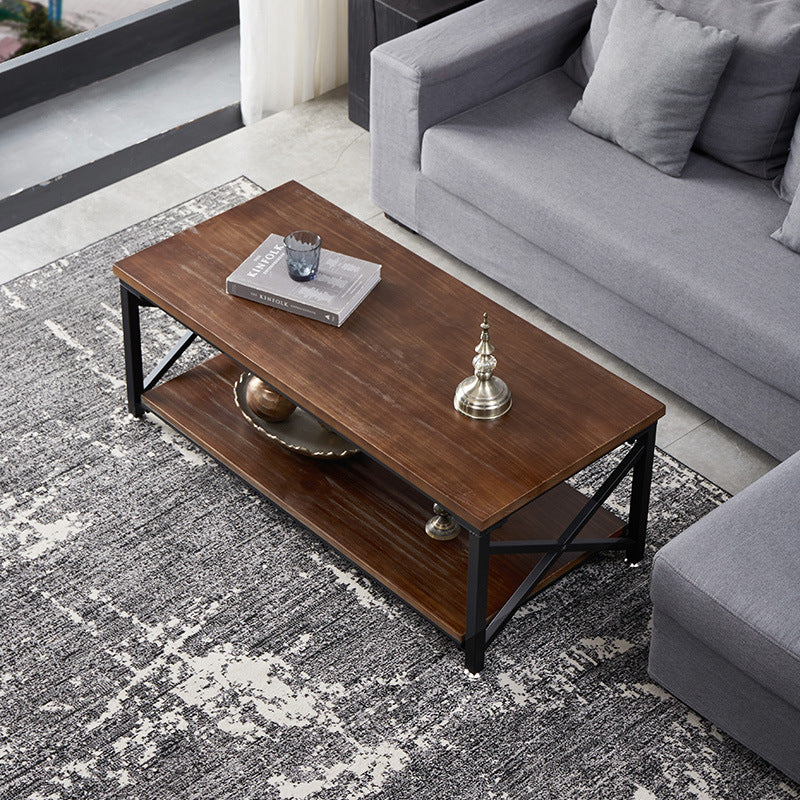 Rectangular Frame Cocktail Table Contemporary Coffee Table with Storage