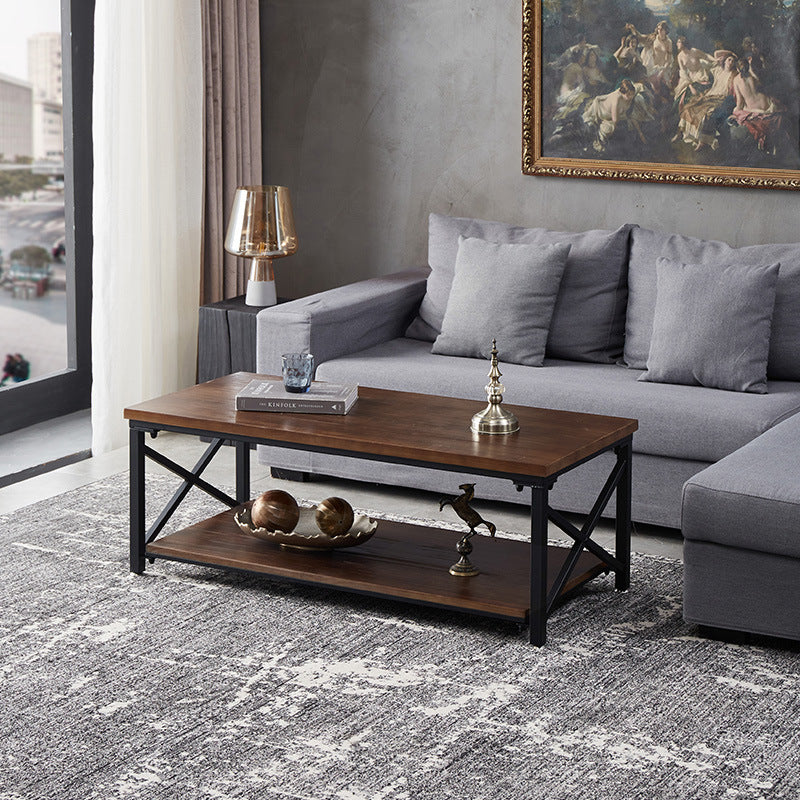 Rectangular Frame Cocktail Table Contemporary Coffee Table with Storage
