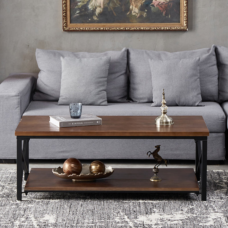 Rectangular Frame Cocktail Table Contemporary Coffee Table with Storage