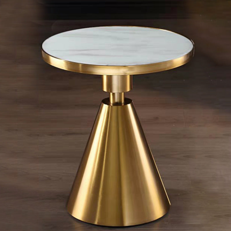 Contemporary Round Table Top End Table with Metal Pedestal Leg