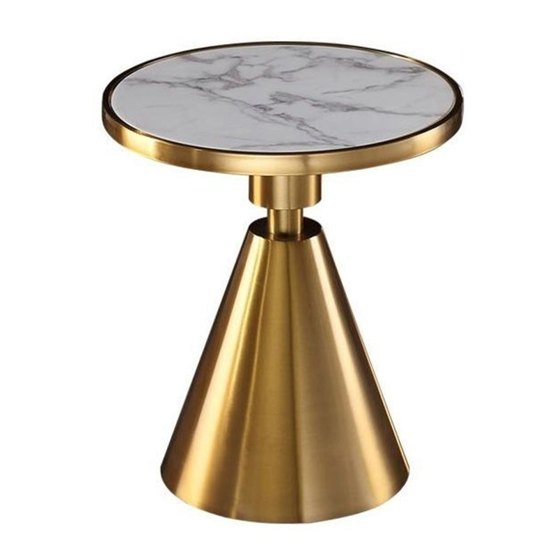 Contemporary Round Table Top End Table with Metal Pedestal Leg