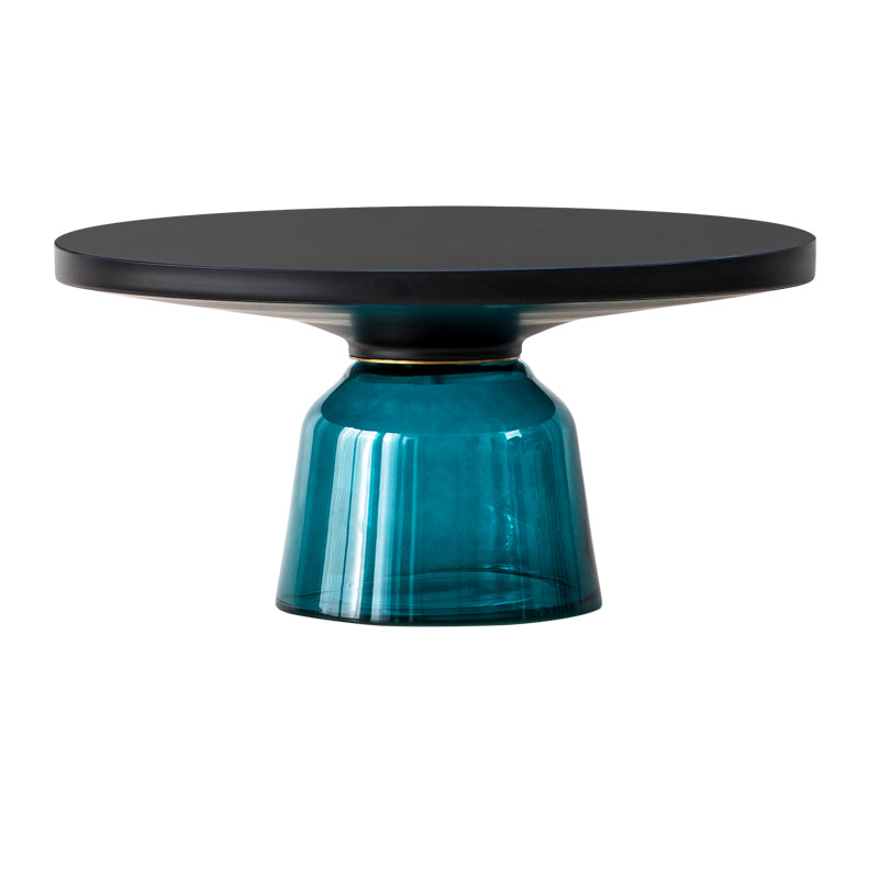 Round Glass Top Side End Table Modern Pedestal End Table for Living Room