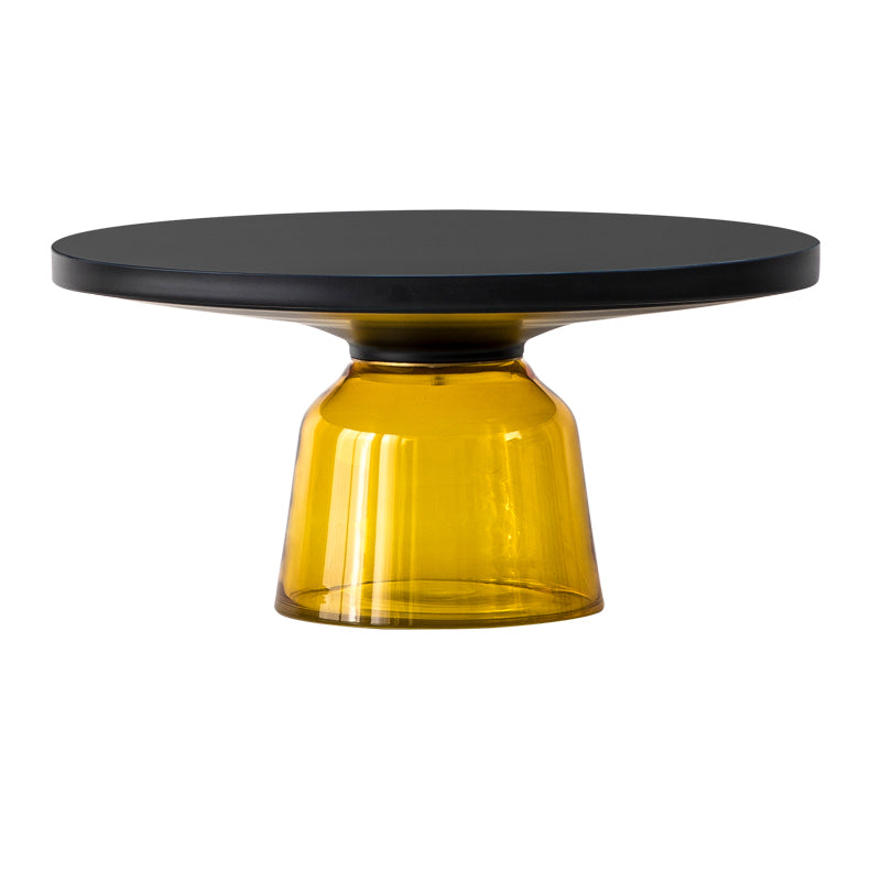 Round Glass Top Side End Table Modern Pedestal End Table for Living Room
