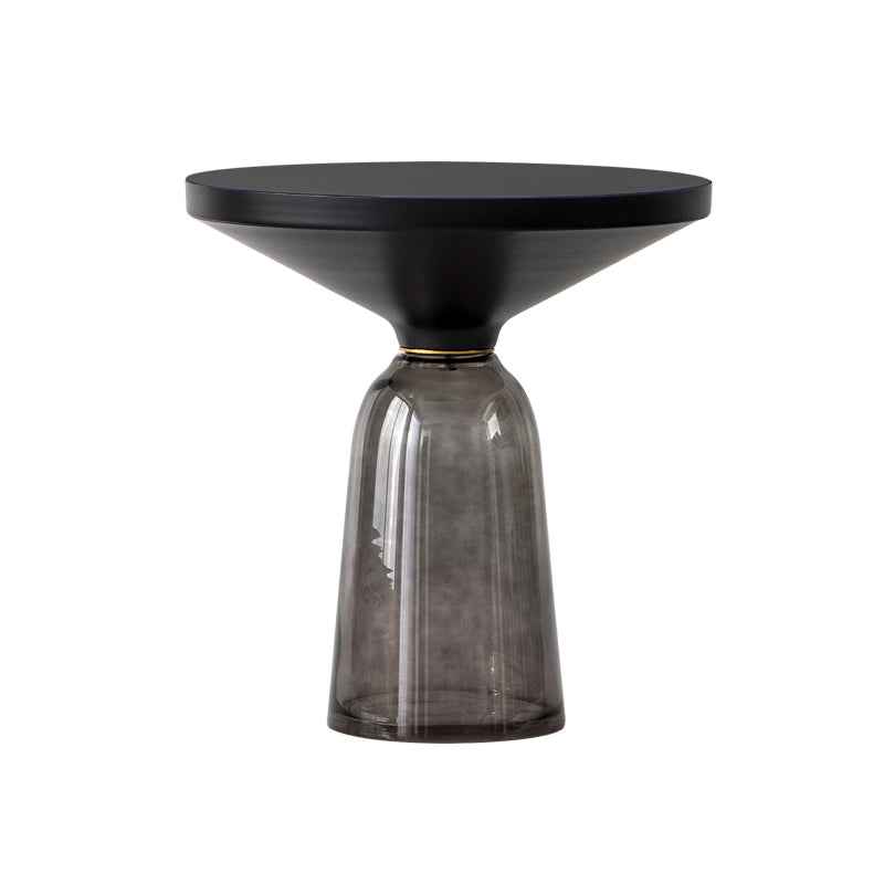 Round Glass Top Side End Table Modern Pedestal End Table for Living Room