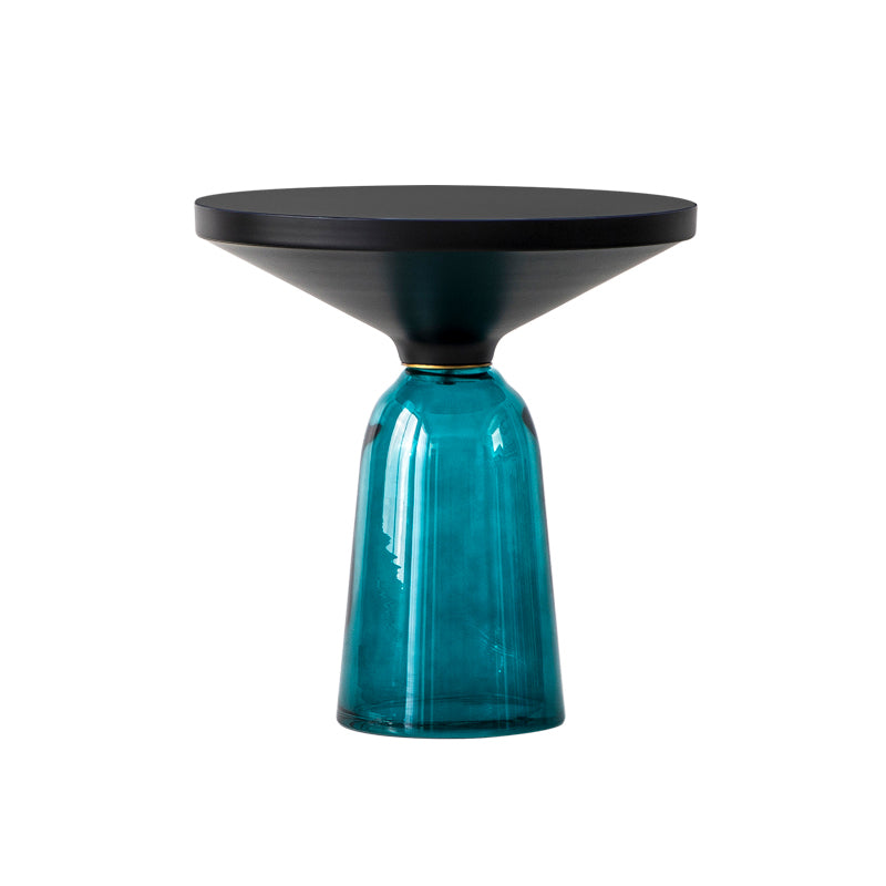 Round Glass Top Side End Table Modern Pedestal End Table for Living Room