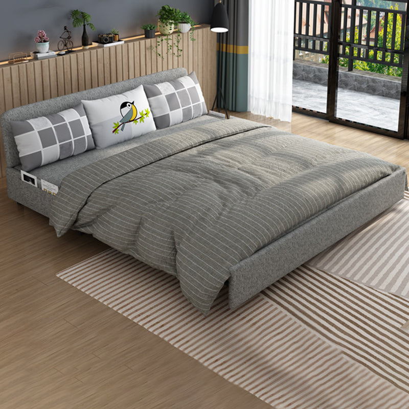 Contemporary Armless Cotton Blend Sofa Bed in Grey with Storage