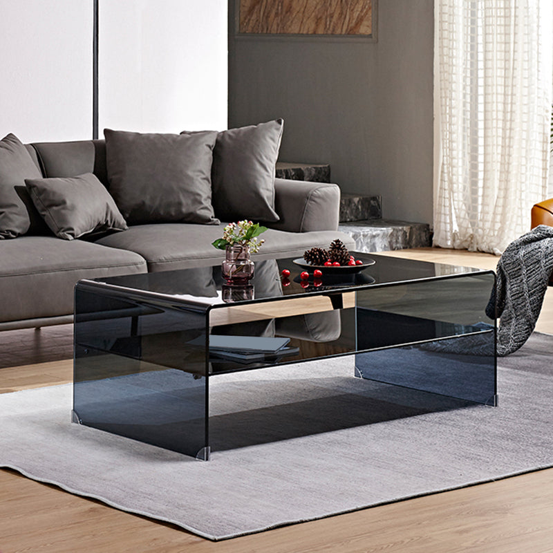 Sled Single Coffee Table Glass Modern Black/White Rectangular Cocktail Table