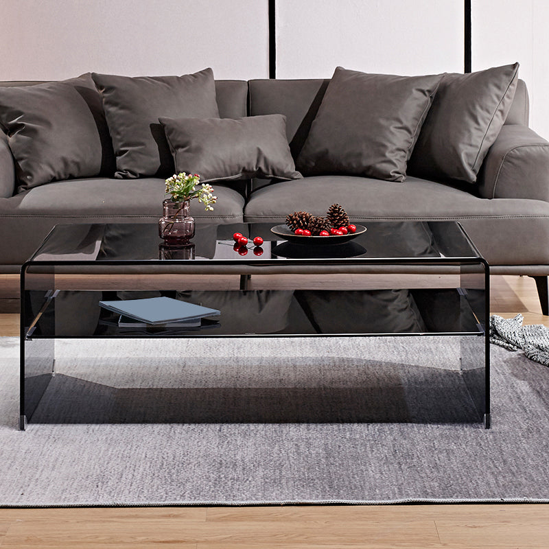 Sled Single Coffee Table Glass Modern Black/White Rectangular Cocktail Table