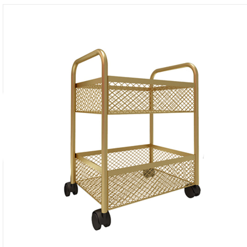 Glam Style Standard Bookcase Metal Vertical Bookshelf with Wheels